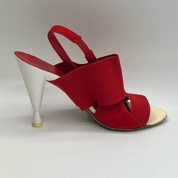 DONNA KARAN Collection Red & White Slingback Sandal EU 37 / US 7 - Picture 4 of 10